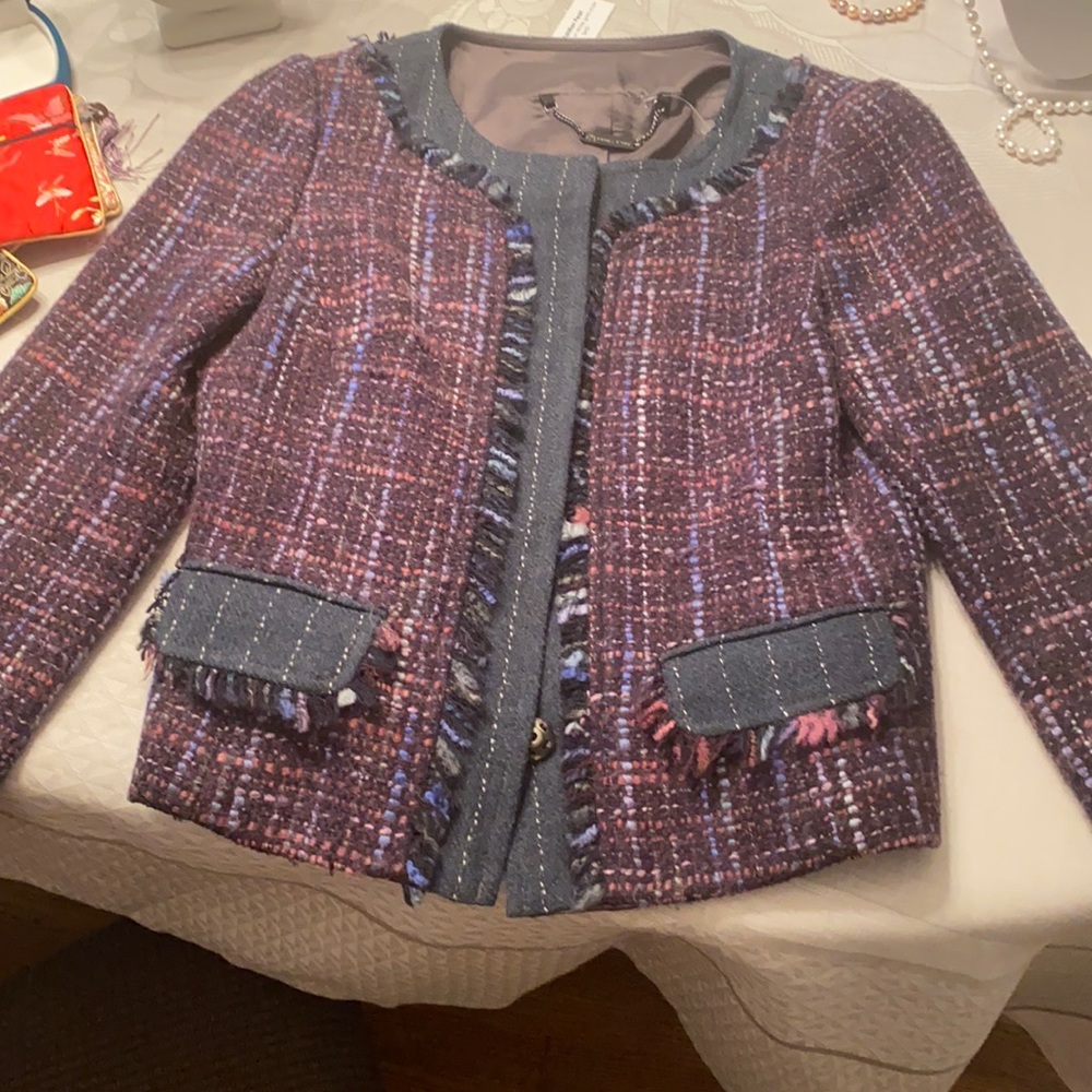 Chanel style tweed blazer. Trina Turk